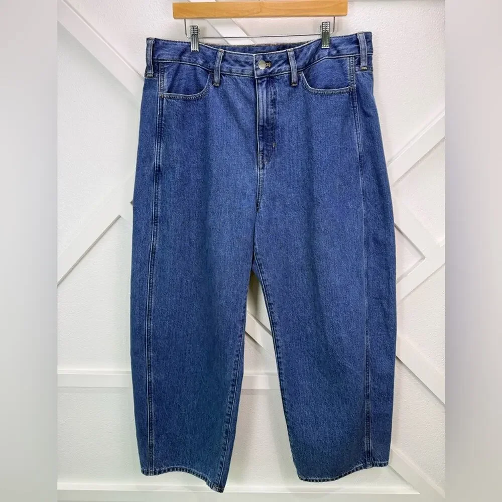 NWT J. Crew Barrel Leg Jean Relaxed Rigid Denim Elaine Wash Size 32 CK152